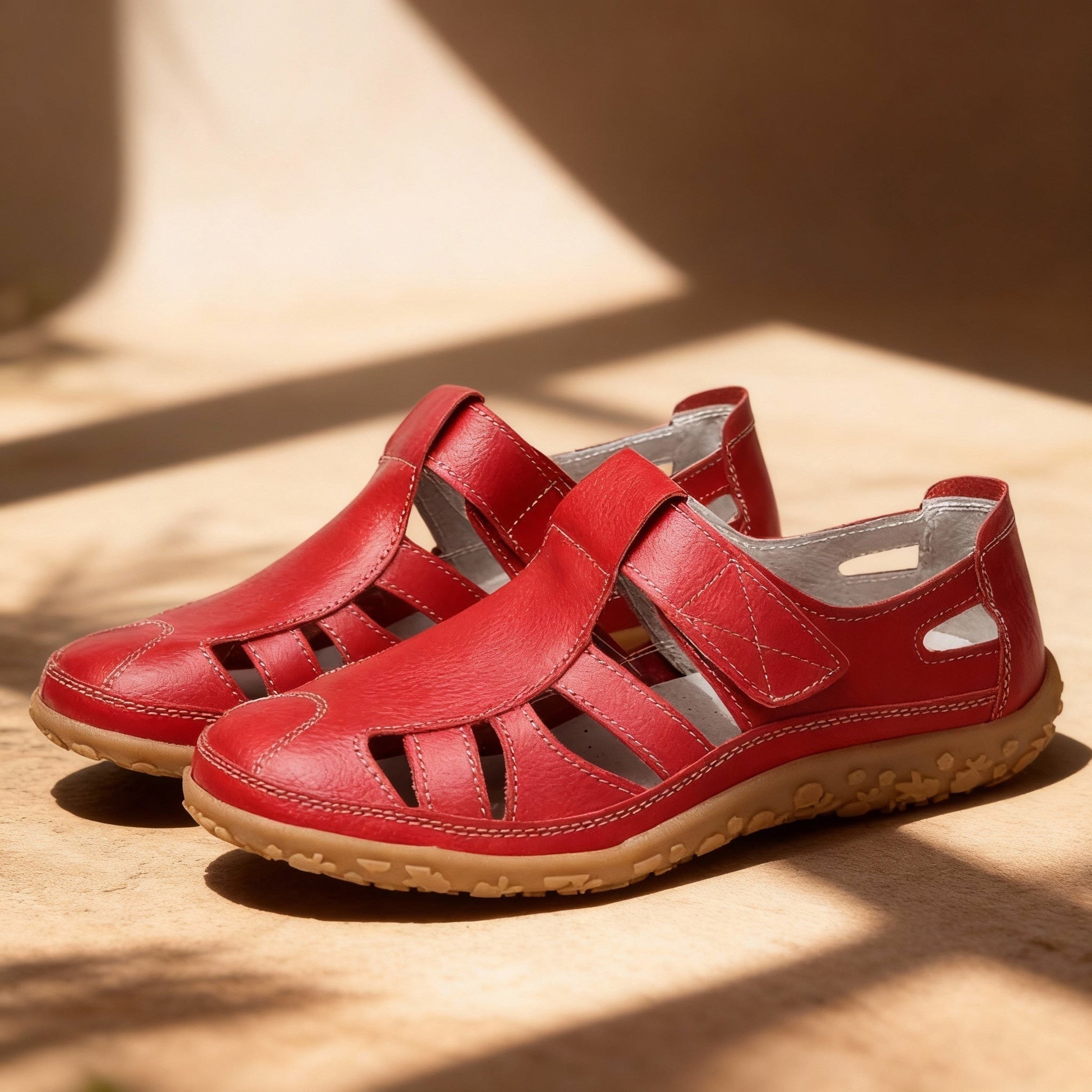 Verona Leather Slip-On Shoes - Ruby Red