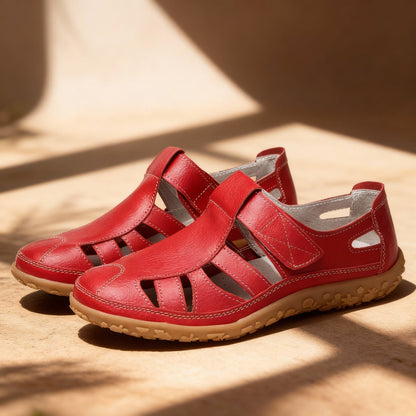 Verona Leather Slip-On Shoes - Ruby Red