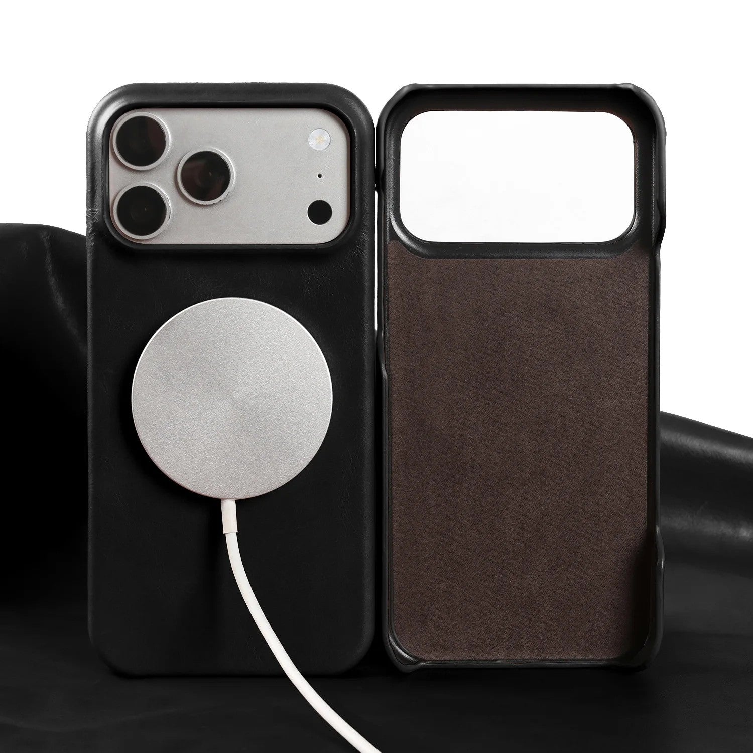 Verona Magnetic Genuine Leather Case - Black