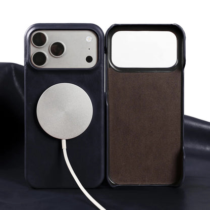 Verona Magnetic Genuine Leather Case - Navy Blue