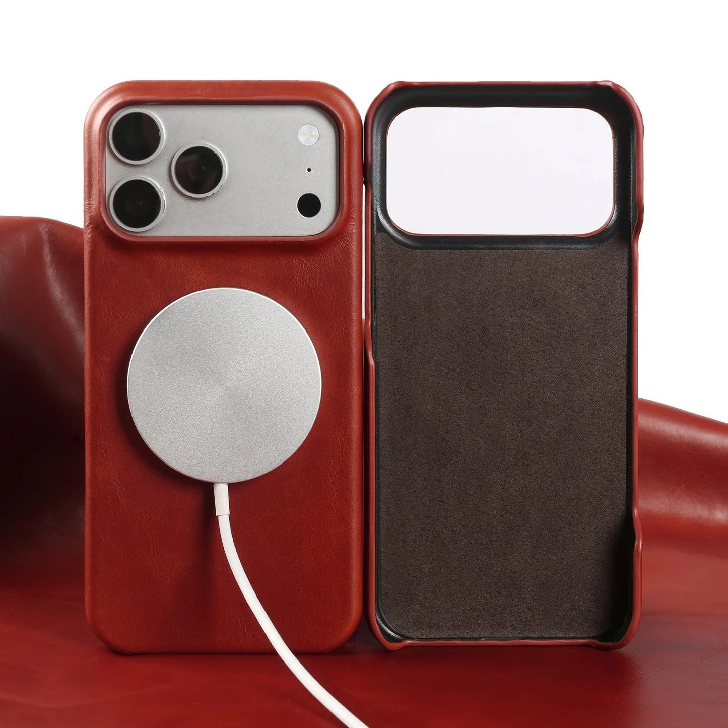 Verona Magnetic Genuine Leather Case - Ruby Red
