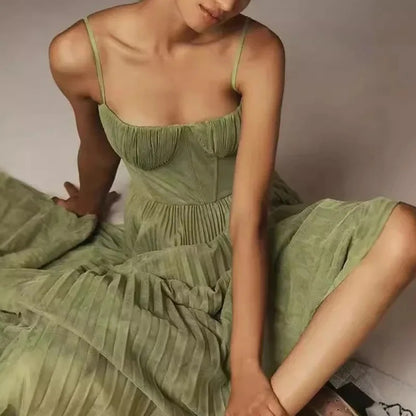 Verona Pleated Suspender Dress