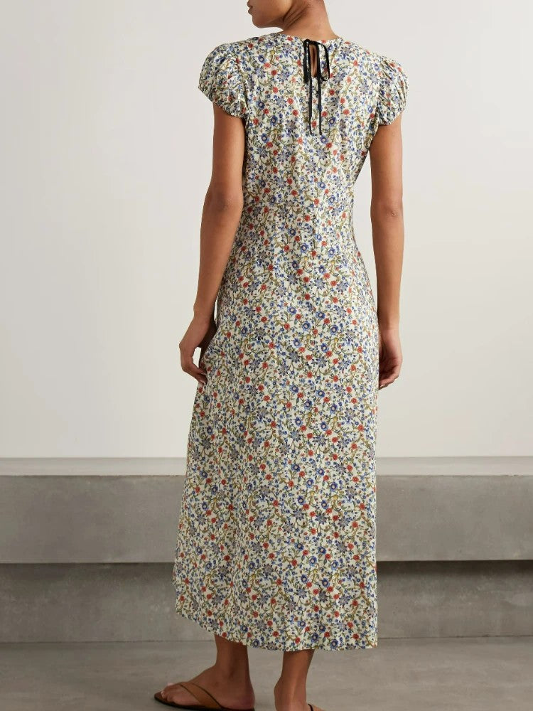 Verona Puff Sleeve Cotton Midi-Dress