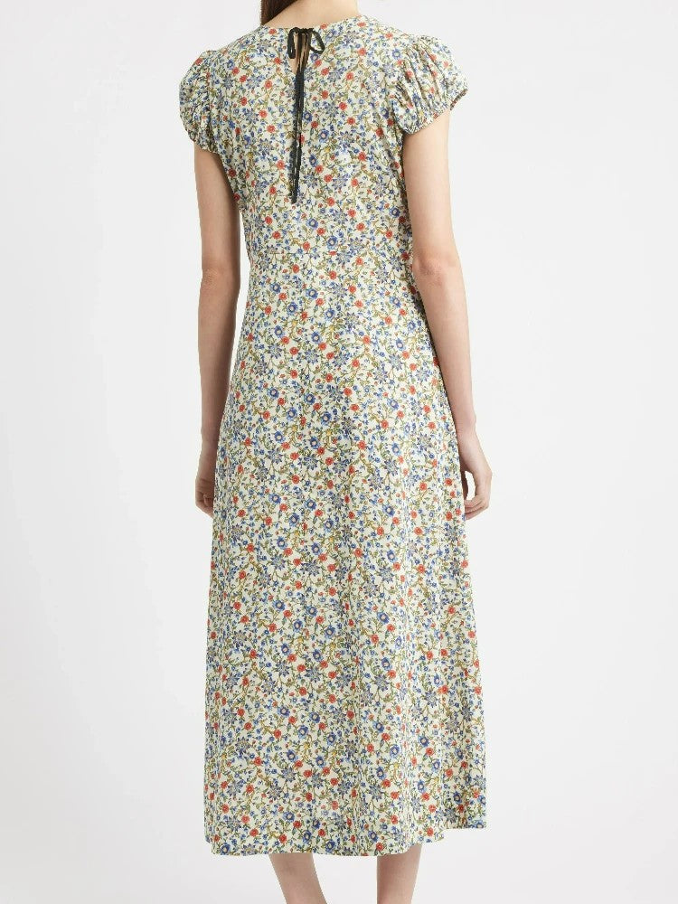 Verona Puff Sleeve Cotton Midi-Dress