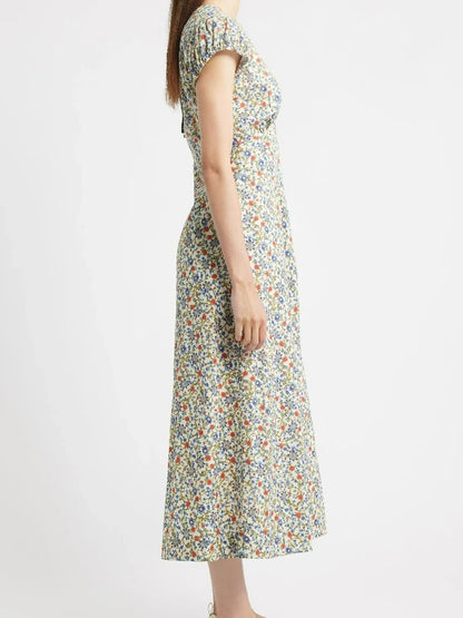 Verona Puff Sleeve Cotton Midi-Dress