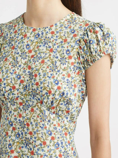 Verona Puff Sleeve Cotton Midi-Dress
