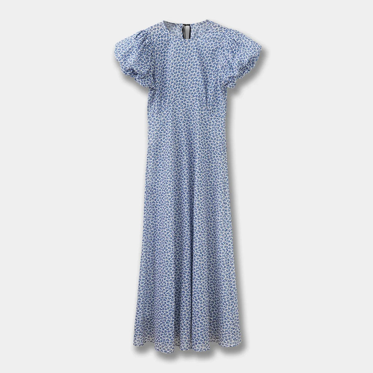 Verona Puff Sleeve Cotton Midi-Dress - Sky Blue