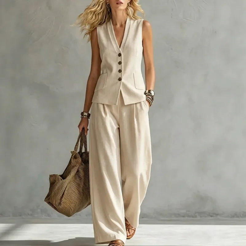 Verona Tailored Two-Piece Set - Sandstone