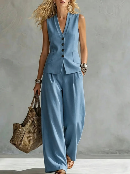 Verona Tailored Two-Piece Set - Azure
