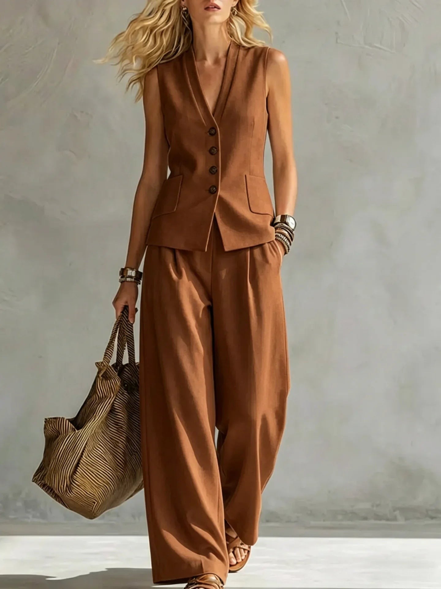 Verona Tailored Two-Piece Set - Espresso