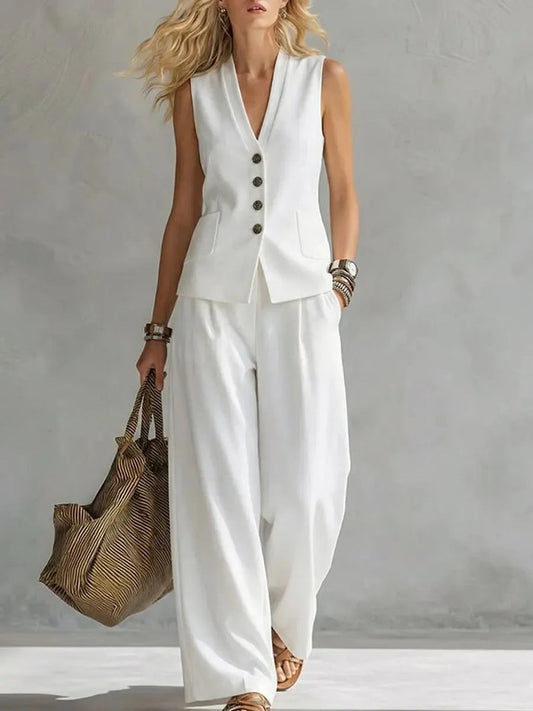 Verona Tailored Two-Piece Set - Optic White