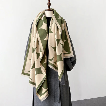 Viale Geometric Cashmere Wrap - Green