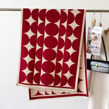 Viale Geometric Cashmere Wrap - Red