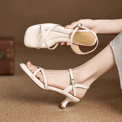 Vicenza Leather Kitten Heels - Sand Dune