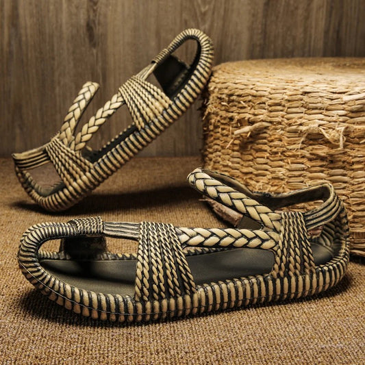 Vigo Braided Men's Sandals - Olive Bronze