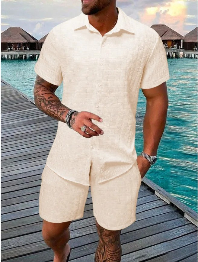 Vigo Cotton Linen Shirt Set - Khaki