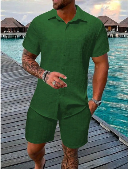 Vigo Cotton Linen Shirt Set - Olive