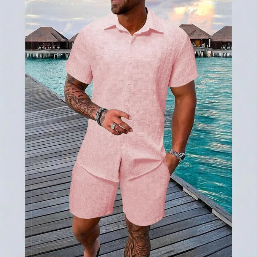 Vigo Cotton Linen Shirt Set - Pink