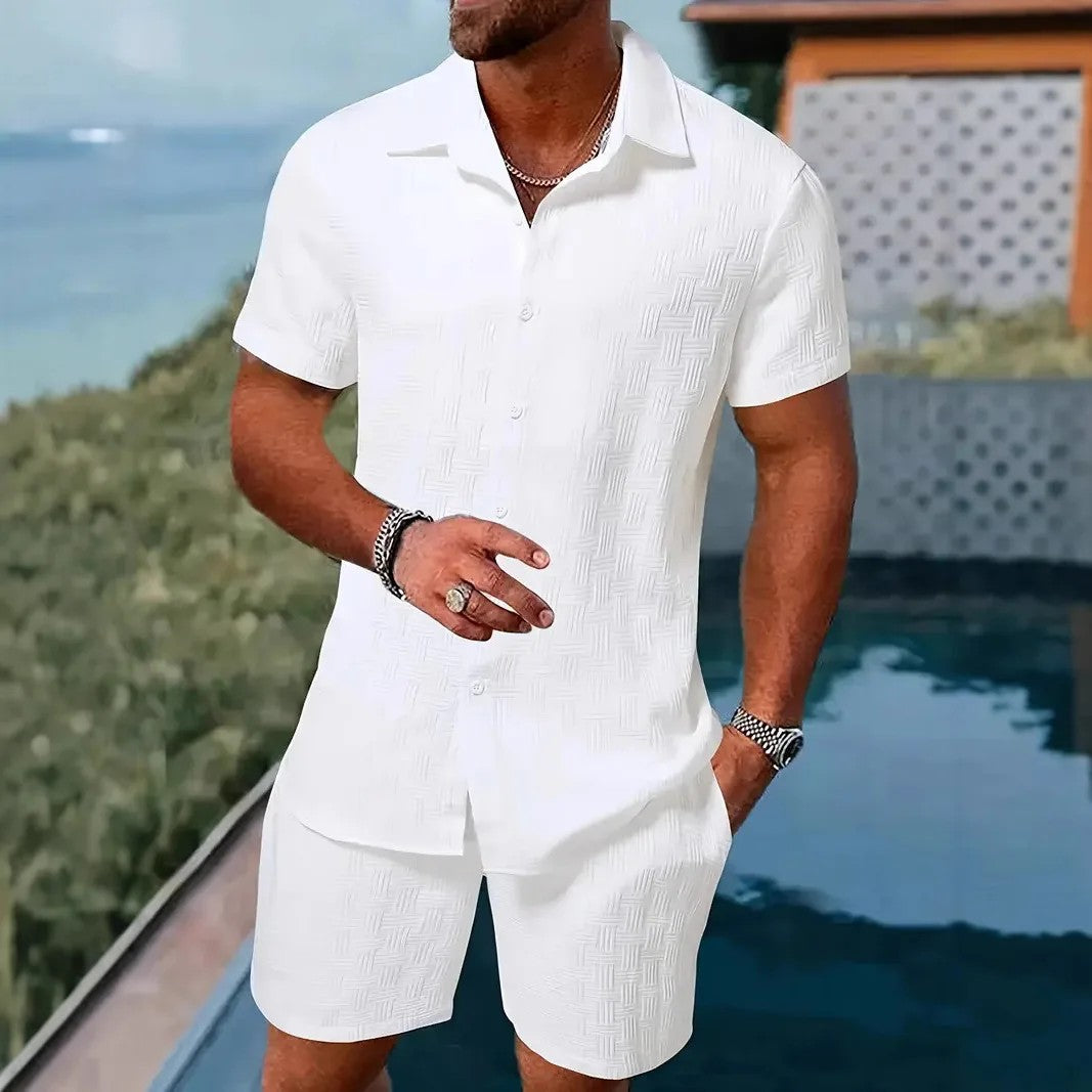 Vigo Cotton Linen Shirt Set - White