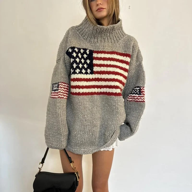 Vintage American Flag Sweater