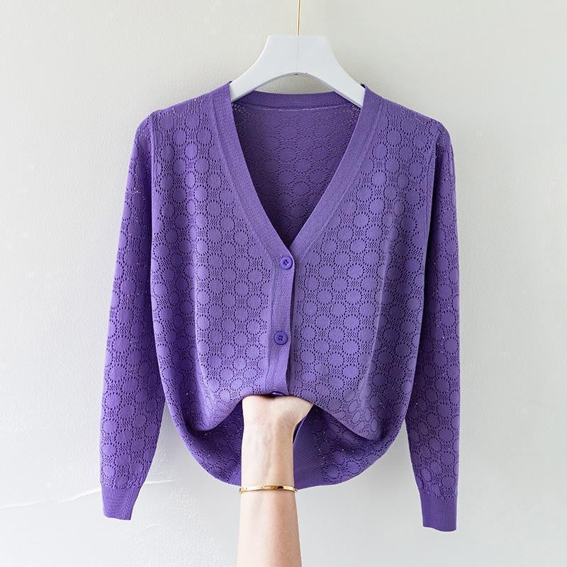 Visconté Silk Knit Cardigan - Amethyst
