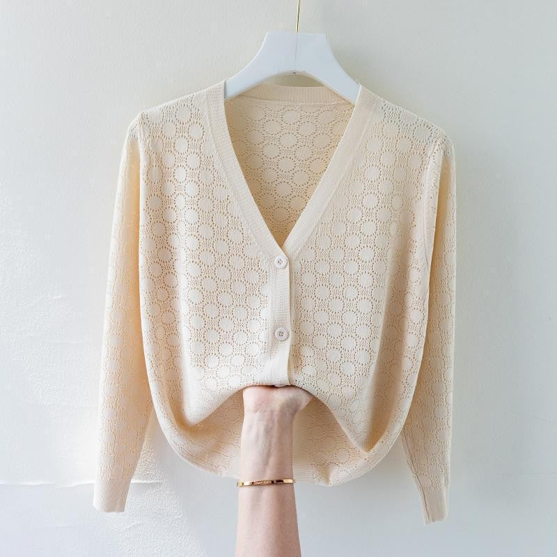 Visconté Silk Knit Cardigan - Ivory