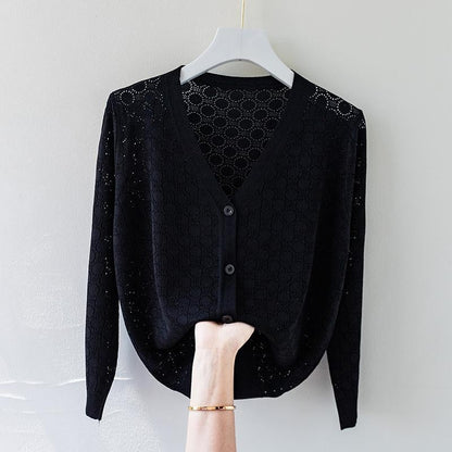 Visconté Silk Knit Cardigan - Obsidian