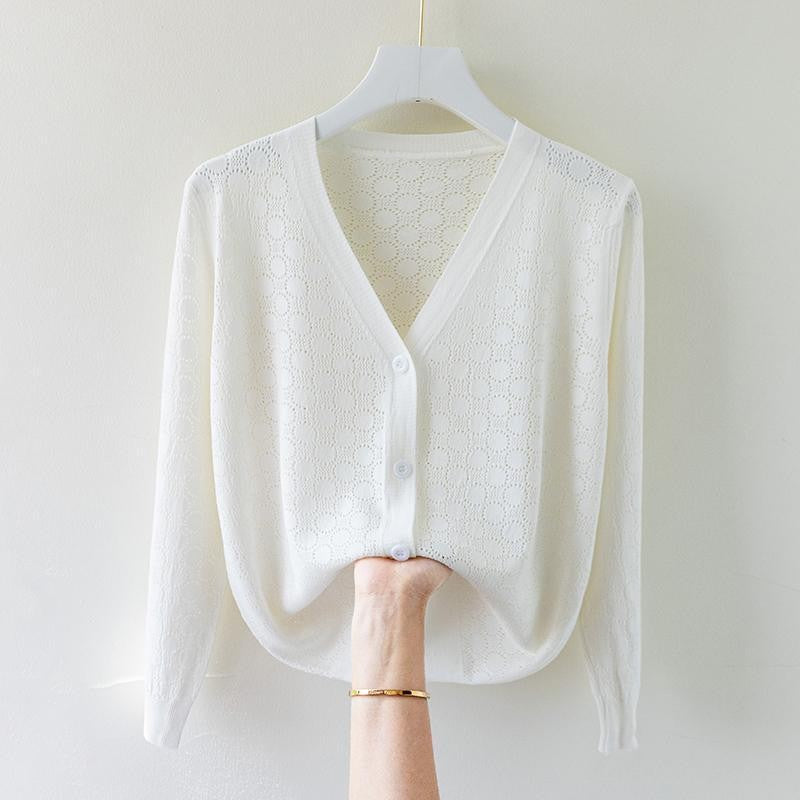 Visconté Silk Knit Cardigan - Optic White