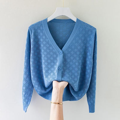 Visconté Silk Knit Cardigan - Sky Blue