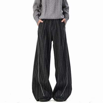 Vitoria Striped Wide-Leg Trousers - Onyx Black