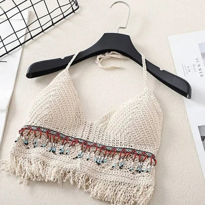 Zadar Crochet Halter Top - Apricot