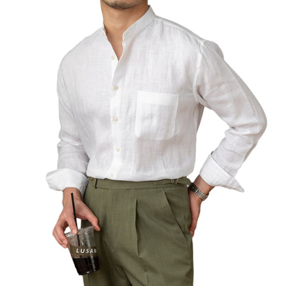 Zadar Natural Linen Stand Collar Shirt