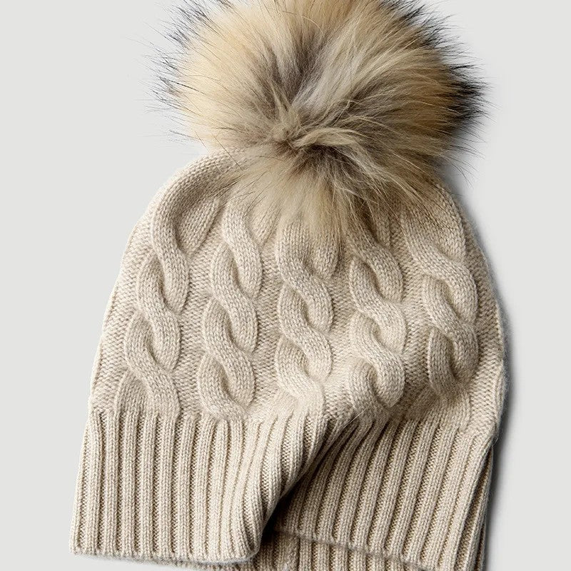 Zermatt 100% Cashmere Pom Beanie