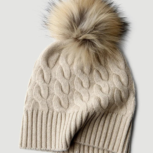 Zermatt 100% Cashmere Pom Beanie